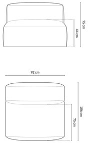 Modul pentru canapea modulară bej cu tapițerie din catifea (de mijloc) Martina – Micadoni