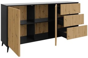 Comodă Oksewo 2D3SZ (Stejar artisan + Negru) . 1103665