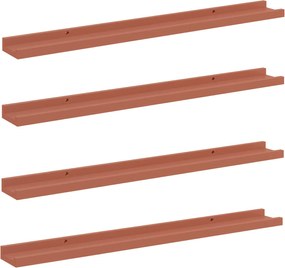 vidaXL Raft de perete cu raft 4 pcs Roșu 80 x 9 x 3 cm Lemn compozit