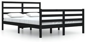 3105020 vidaXL Cadru de pat, negru, 160x200 cm, lemn masiv de pin