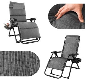 Scaun gravitatie zero capitonat-gri