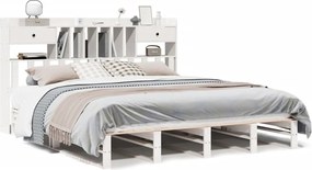 vidaXL Pat cu bibliotecă fără saltea, 180x200 cm, lemn masiv de pin