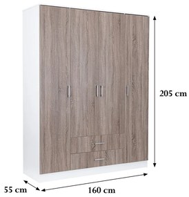 Dulap Miami 160x205 cm stejar York-alb