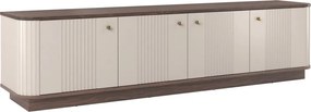 Comodă TV pe soclu Vesper 4D 187 cm - cașmir / nuc / mânere aurii