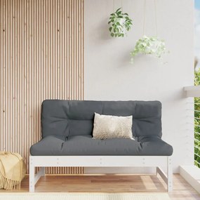 825703 vidaXL Canapea de mijloc de grădină, alb, 120x80 cm, lemn masiv pin