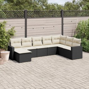 3251693 vidaXL Set mobilier de grădină cu perne, 8 piese, negru, poliratan