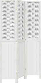 vidaXL Paravan cameră 3 panouri, alb, lemn masiv paulownia