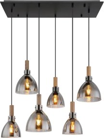 Globo 15550-6H - Lustră suspendată pe cablu MATTEA 6xE27/6W/230V negru/fumuriu