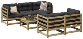 Set canapele de grădină cu perne, 6 piese, lemn de pin tratat
