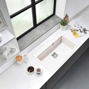 Chiuveta compozit Inter Ceramic finisaj granit alb 78x48 cm