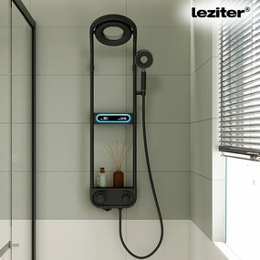 Set de duș digital Tropic cu baterie termostatică, negru