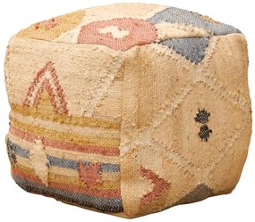 Taburet kilim din bumbac și cânepă, "Summer End"