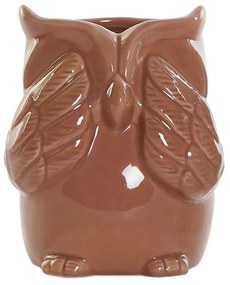 Vaza Owl din portelan maro 9x12.2 cm