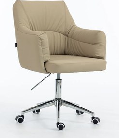 HR840K Scaun Crem Piele Ecologica Premium Soft cu Bază Cromata