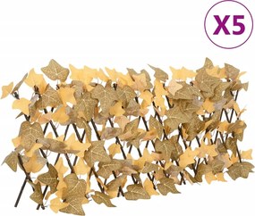 vidaXL Spalier frunze arțar false extensibil 5 buc. oranj 180x30 cm