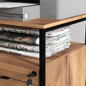 Vinsetto Cajonera de Oficina Cajonera pentru Birou cu Roți Arhivar pentru Dimensiuni A4 44x40x66,5 cm Maro Rustic | Aosom Romania