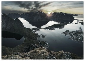 Tablou pe sticlă - Munții norvegieni (70x50 cm)