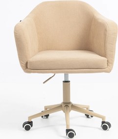 HR832K Scaun Catifea Reiată Premium culoare Bej Ghimbir cu Bază Crem