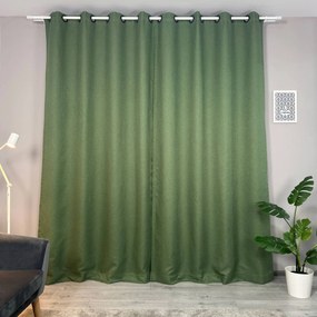 Set două Draperii (Blackout), din Stofă premium (Tip in), Gata lucrate (Inele galerie), Culoare Verde olive (Model texturat), Dimensiuni draperie 160x260 cm (x2), Brand Originalio