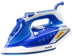 Fier de calcat Hausberg HB-7880BL, 2300W, Talpa cu invelis ceramic, rezervor apa 400ml, Alb/Albastru