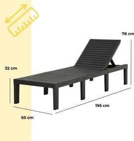 Șezlong de grădină HAITI cu saltea, 65×195×78cm, antracit I.P.A.E-Progarden