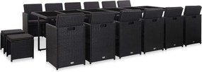 vidaXL Set mobilier de exterior cu perne, 17 piese, negru, poliratan