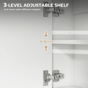 HOMCOM Dulap de Baie de Perete cu Oglindă, Dulap cu Raft Reglabil și Raft Deschis, 60x16x60 cm, Alb | Aosom Romania