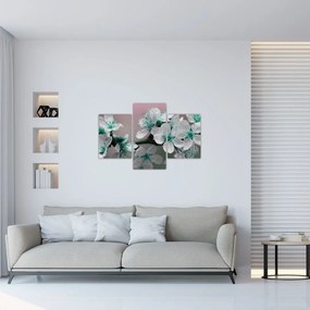 Tablou cu floare - turcoaz (90x60 cm)