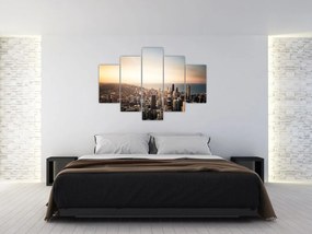 Tablou apusului de soare deasupa orașului (150x105 cm)