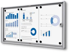Vitrina informații interioare Economy 3 x A4 - spate din tablă, aluminiu