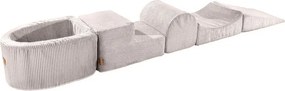 Teren de joacă din spumă crem 5 buc. din catifea reiată înălțime 30 cm 250x45 cm Montessori – Meowbaby