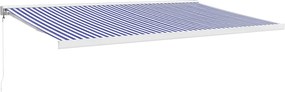 vidaXL Copertină retractabilă albastru/alb, 5x3 m, textil/aluminiu