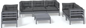 vidaXL Set mobilier grădină cu perne, 8 piese, lemn masiv pin