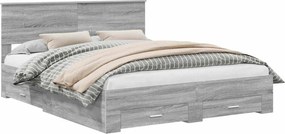 vidaXL Cadru de pat cu headboard Gri Sonoma 160 x 200 cm Lemn compozit