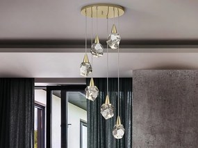 Lustra cu 6 Pendule LED design modern decorativ Aquaria aurie