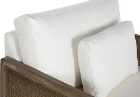 Fotoliu alb din rattan si stofa