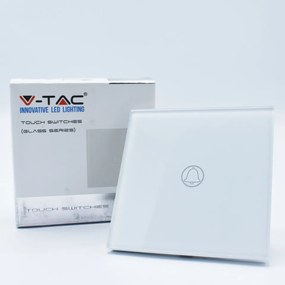 Intrerupator tip sonerie, sticla alba, 6A, V-TAC