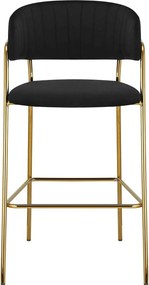 Scaun bar DASMIN TIP 2, negru/auriu, stofa catifelata/metal, 54x54x109