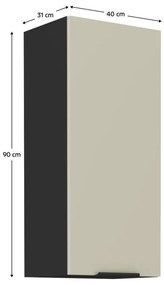 Dulap de bucătărie superior Arikona 40 G 90 1F (cașmir + negru). 1097061