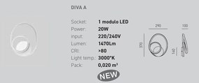 Aplica de perete LED design modern Diva, auriu, alb sau titan