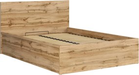 Pat TETRIX 140x200, stejar wotan, PAL, cu somiera si spatiu depozitare