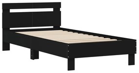 838527 vidaXL Cadru de pat cu tăblie, negru, 100x200 cm, lemn prelucrat