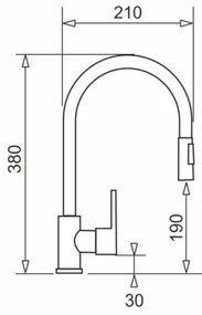 Baterie de chiuvetă cu cap de duș detașabil Pyramis 90941338 IDEA negru mat