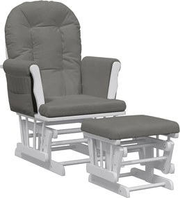 vidaXL Scaun de relaxare glisant cu taburet, gri închis, textil