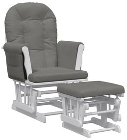351661 vidaXL Scaun de relaxare glisant cu taburet, gri închis, textil