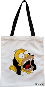 Sacosa de Panza pentru Cumparaturi, Geanta Tote, model Homer, Cu fermoar, 38x34.5 cm, Alba, BEKZ®