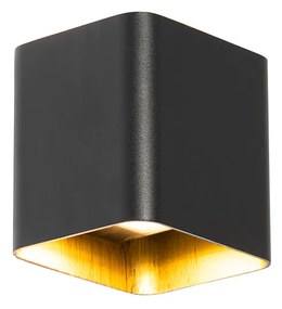 Aplică modernă neagră incluzând LED IP54 pătrat - Evi