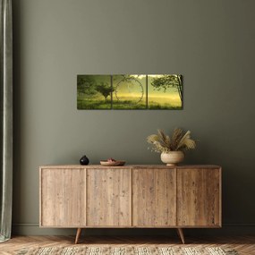 Tablou - Pădurea trezită (cu ceas) (90x30 cm)