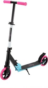 Trotineta copii si adolescenti NOVOKIDS™ Cool Girl, Maxim 100 kg, Functie Super Brake, Suspensie fata, Diametru roata 200 mm, Roz cu Turcoaz