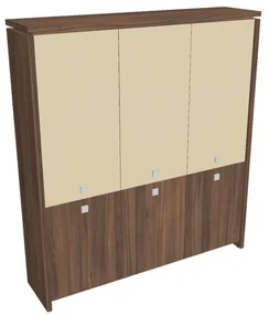 Dulap înalt Verno 188 x 46 x 210 cm, uși combinate, nuc / vanilie